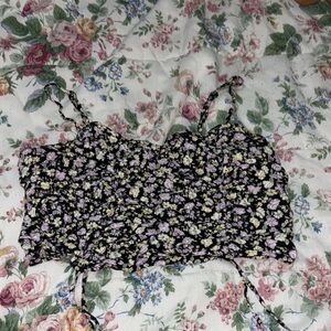Hollister Black Crop Camisole Tie Front